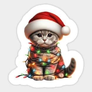 Christmas Scottish Fold Cat Sticker